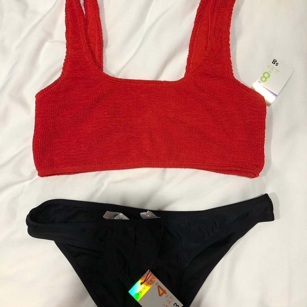 black and red bikini